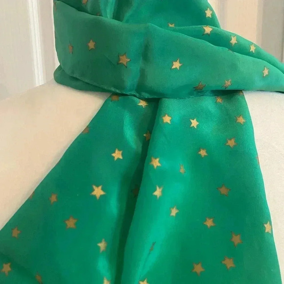 Baar & Beards Inc Vintage Silk Blend Long Green Scarf - Picture 2 of 6